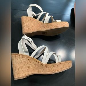 Sugar brand white wedge sandals. Size 8 1/2. 4” inch rear heel. 1” platform